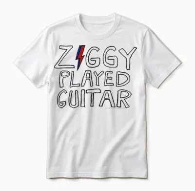 David Bowie – Ziggy Gespielte Gitarre Sketch Lyric Unisex T-Shirt - White