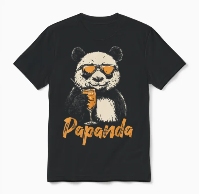 Papanda Lustiges Panda Papa Wortspiel Vatertag Unisex T-Shirt in Black