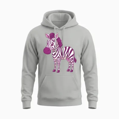 #snirt T-Shirt à Capuche Motif Zèbre Manche Longue Unisex Hoodie - Ash