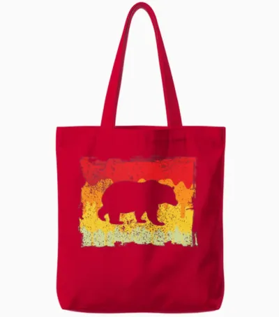 Bear Retro Tote Bags - Red