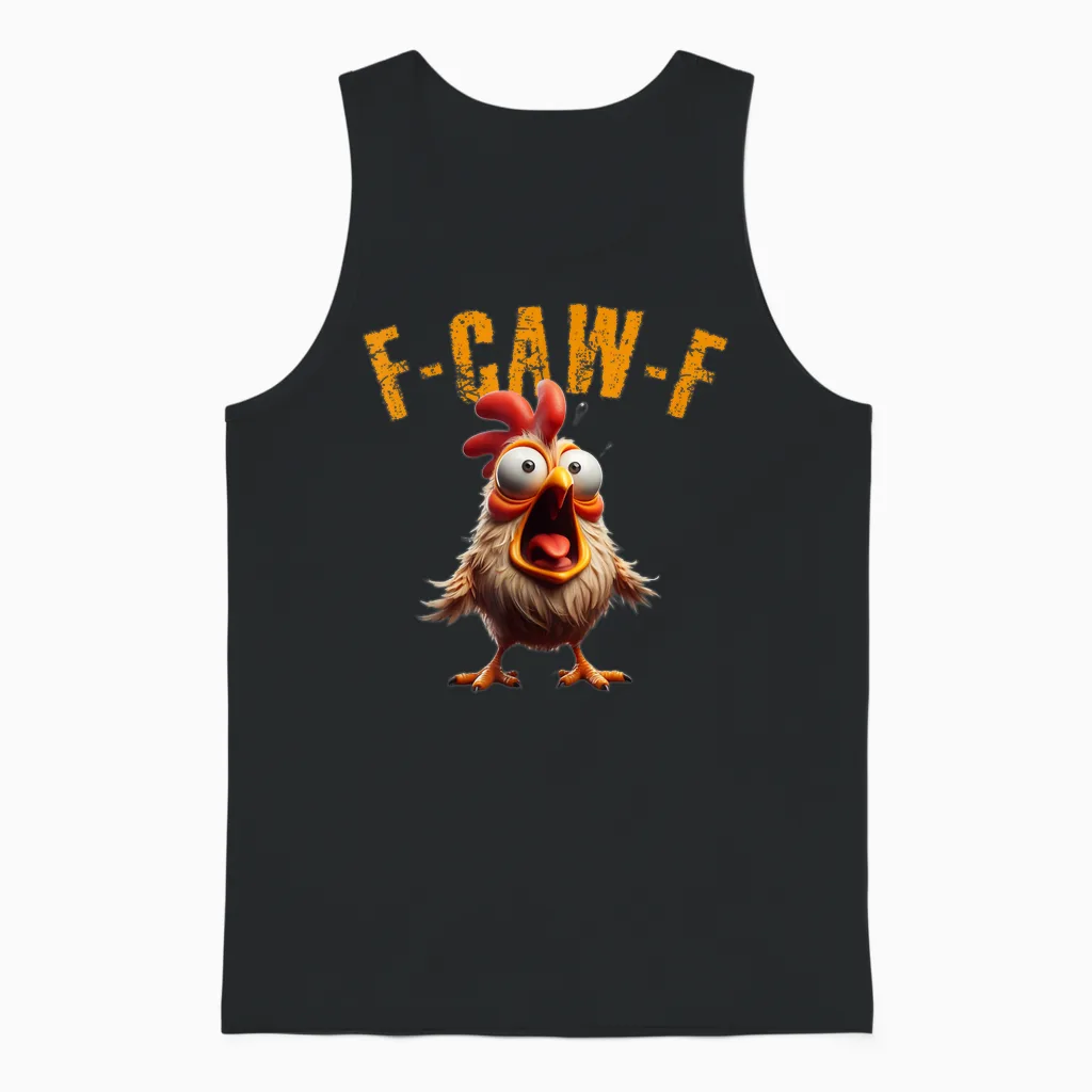F-Caw-F Funny Chicken Scream Humour Unisex Tank Top in Black