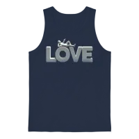 3d Love Typography with Creative Design Unisex Tank Top - Navy – 1