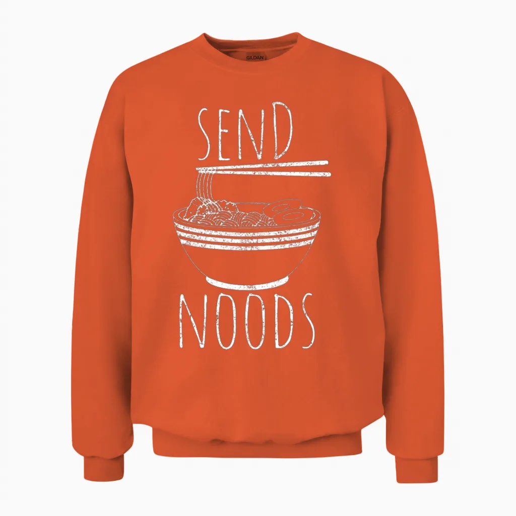 Send Noods - Funny Noodle Asian Food Gift Unisex Sweatshirt in Orange