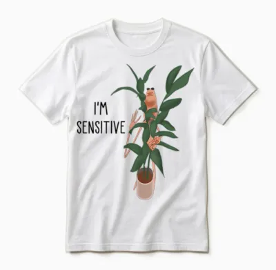 Marcus the Worm I’m Sensitive Funny Meme Brain Rot Unisex T-Shirt - White