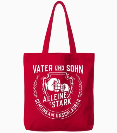 Vatertag Tshirt Kind Vater Sohn Opa Papa Dad Herrentag Tote Bags - Red