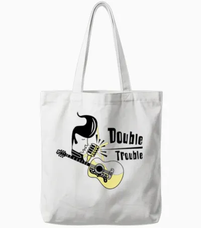 Double Trouble Music Tote Bags - White