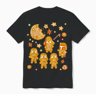 Star Wars Gingerbread Cookies Galactic Empire Holiday Unisex T-Shirt - Black