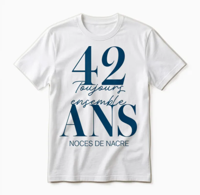 Idée Cadeau Couple 42 Ans De Mariage - Noces De Nacre Unisex T-Shirt in White