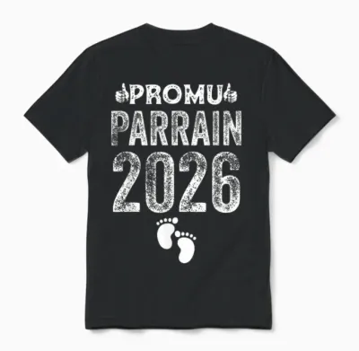 Promu Parrain 2026 Humour Futur Parrain Cadeau Annonce Unisex T-Shirt - Black