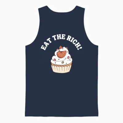 Eat the Rich Retro Socialist Unisex Tank Top - Navy