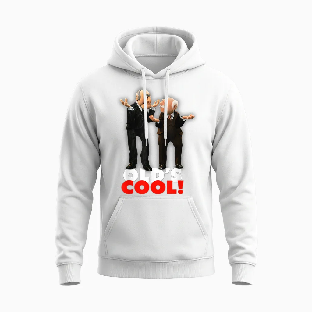 Disney the Muppets Waldorf and Statler Old's Cool T-Shirt, Black Unisex Hoodie in White