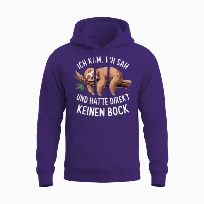 Sloth Saying Funny Teenager Sleep Shirt Sleep T-Shirt, Black Unisex Hoodie - Purple
