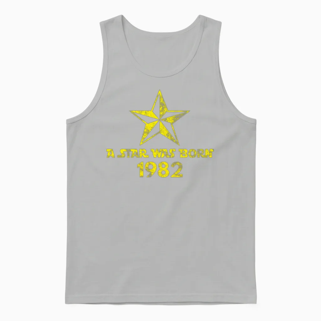 Star Was Born in 1982, Year of Birth, Gift Unisex Tank Top in Ash