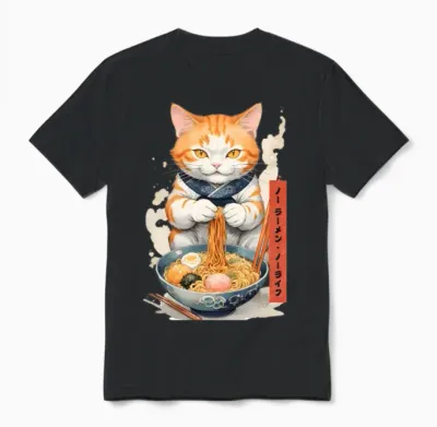 Ramen Cat Unisex T-Shirt - Black