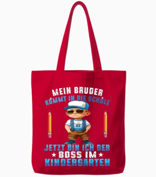 Mein Bruder Kommt in Die Schule Boss Im Kindergarten Schule Tote Bags - Red