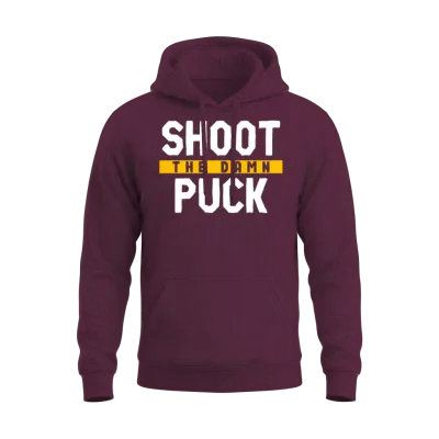 Shoot the Damn Puck Unisex Hoodie - Maroon