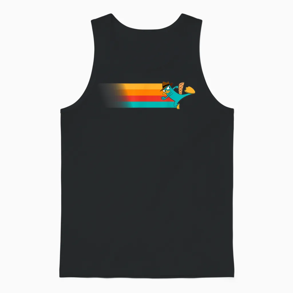 Disney Channel Phineas and Ferb Perry the Platypus T-Shirt Small Unisex Tank Top in Black