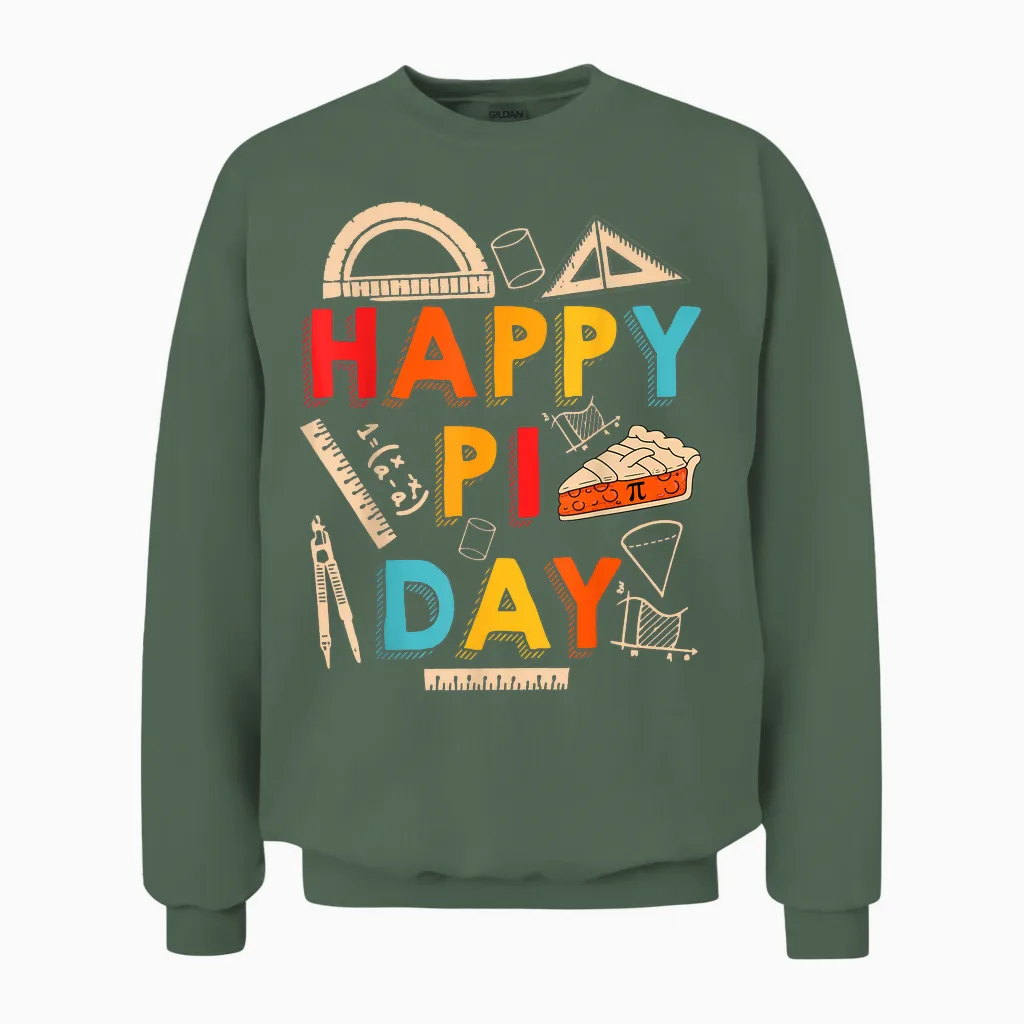 Happy Pi Day, Math Teacher, Math Lover Unisex Sweatshirt in Military Green