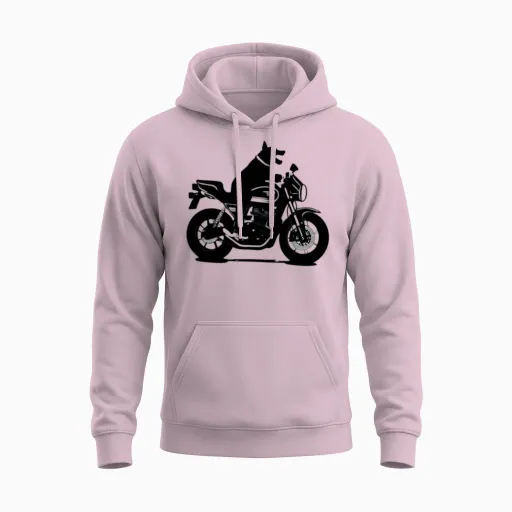Dog Funny Biker Lovers Unisex Hoodie in Light Pink