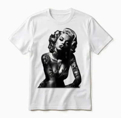 Tattoo Cigarette Sexy Girl T-Shirt, Black, S Unisex T-Shirt - White