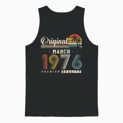 Original March 1976 50th Birthday Vintage Gift Unisex Tank Top - Black