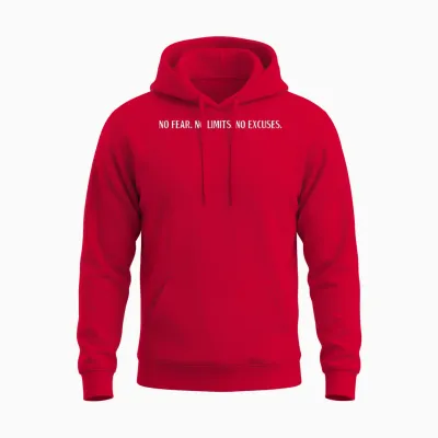 No Fear No Limits No Excuses Motivation Motivation T-Shirt, Black Unisex Hoodie - Red
