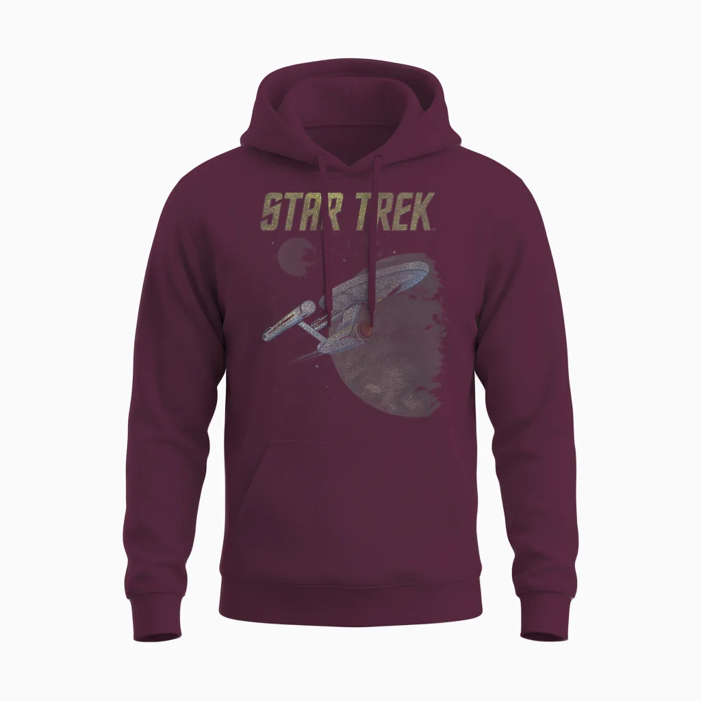 Star Trek: the Original Series Vintage Enterprise Unisex Hoodie in Maroon