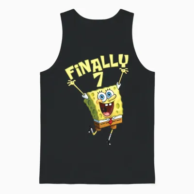 Mademark X Spongebob Squarepants - Kids Original Spongebob Square Pants - 7th Birthday. Finally 7. Unisex Tank Top - Black