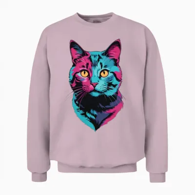 Retro Pop Cat Unisex Sweatshirt - Light Pink