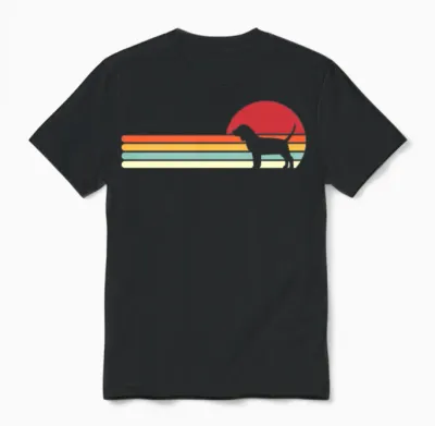 Dog Retro Sunset Beagle Unisex T-Shirt - Black