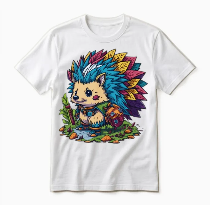 Hiking Hedgehog - & Outdoors Unisex T-Shirt in White