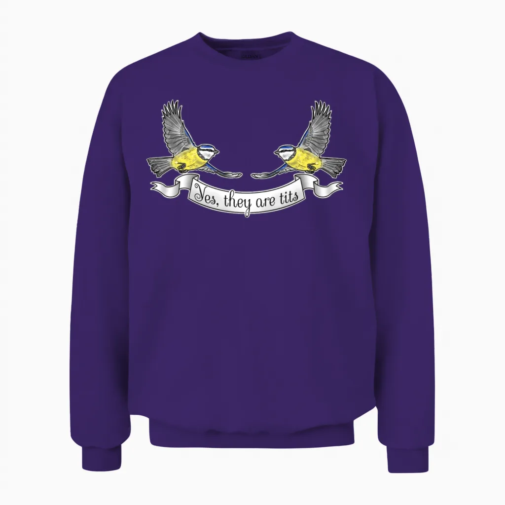 Funny Tits Unisex Sweatshirt in Purple