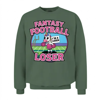 Fantasy Football Loser Unicorn Unisex Sweatshirt - Military Green