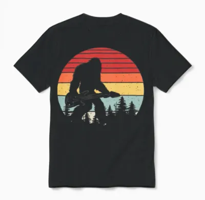 Vintage Retro Bigfoot Guitarlegend Unisex T-Shirt - Black