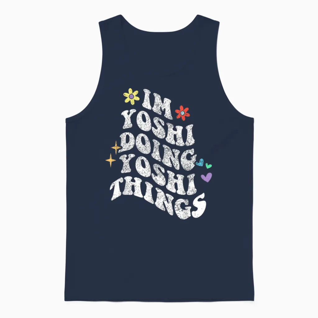 Retro Groovy Im Yoshi Doing Yoshi Things Funny Mother's Day T-Shirt, Black, S Unisex Tank Top in Navy