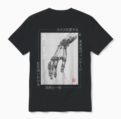 Futuristic Cyberpunk Hand - Japanese Streetwear Aesthetic Unisex T-Shirt - Black