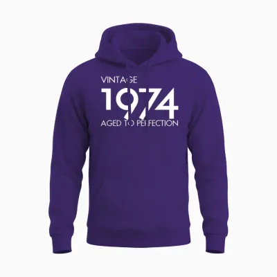 Vintage 1974 Aged to Perfection 51st Birthday Gift Unisex Hoodie - Purple
