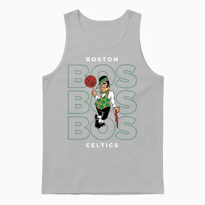 Nba - Aufgestapeltes Stadt-Logo Der Boston Celtics Unisex Tank Top - Ash