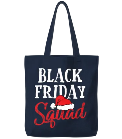 Black Friday Squad Shopping Team Funny Christmas Tote Bags - Navy