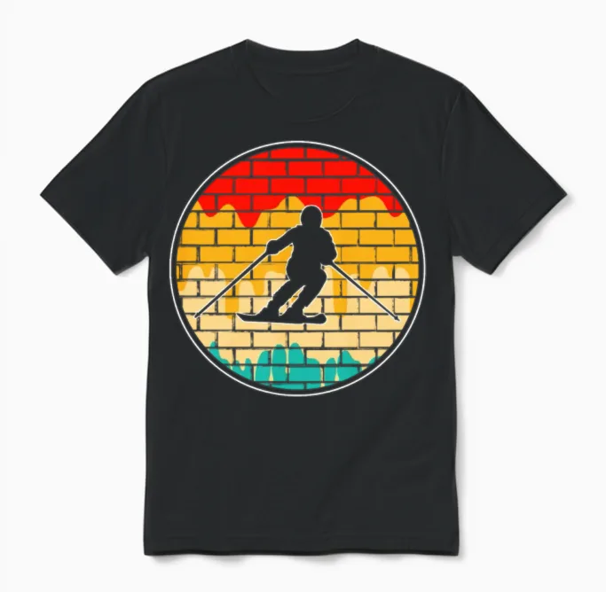 Ski Retro Unisex T-Shirt in Black