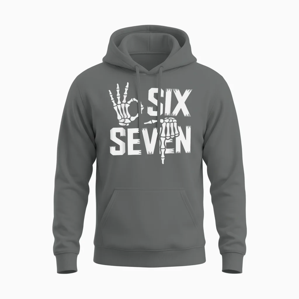 67 Skull 6 7 Garçons Filles Six Seven Skull Enfants Hommes Femmes Unisex Hoodie in Graphite Heather