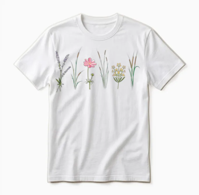 Wild Flower Floral & Botanical Gift Unisex T-Shirt in White