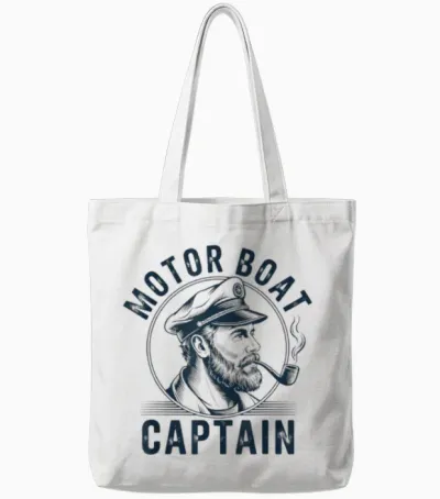 Motor Boat Captain Tote Bags - White