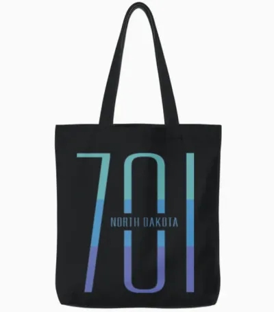 North Dakota Area Code 701, Clothing & Accessories Tote Bags - Black