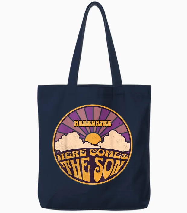 Maranatha: Hier Kommt Der Sohn Jesus, Revolution, Menschen, Ostern Tote Bags in Navy