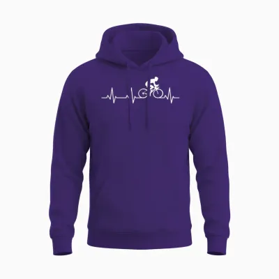 Herzschlag Radfahrer Ekg Fahrrad Herzlinie Unisex Hoodie - Purple