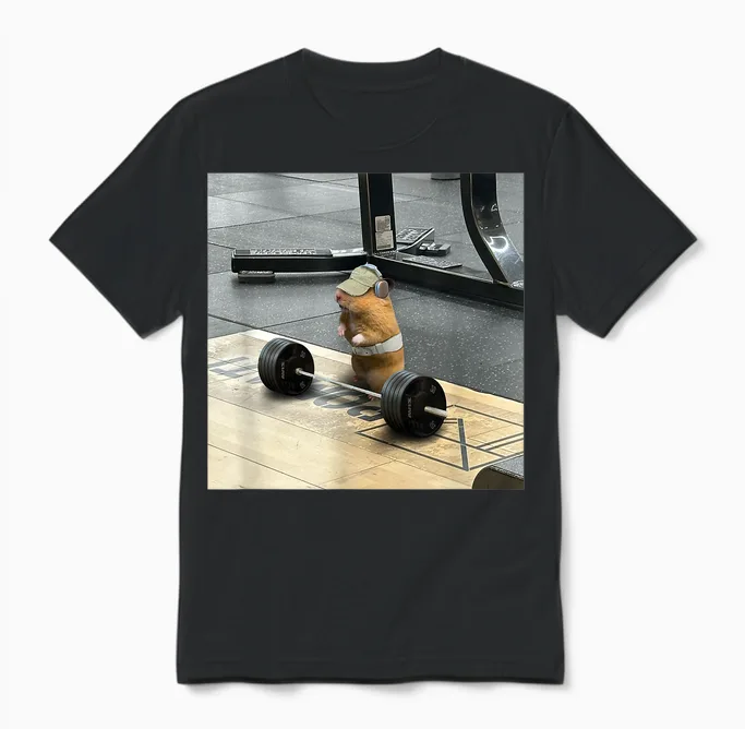 Hamster Deadlift Training Weightlifting Funny Hamster Unisex T-Shirt in Black