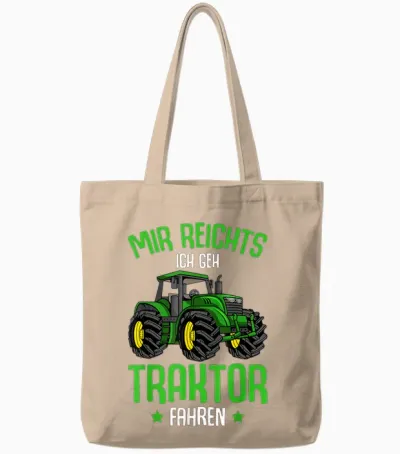 Mir Reichts Ich Geh Traktor Fahren, Children's Boys' T-Shirt, Black, S Tote Bags - Natural