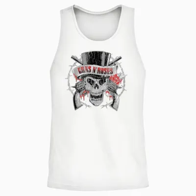 Guns N' Roses Offizieller Zylinderhut Mit Totenkopf Unisex Tank Top - White