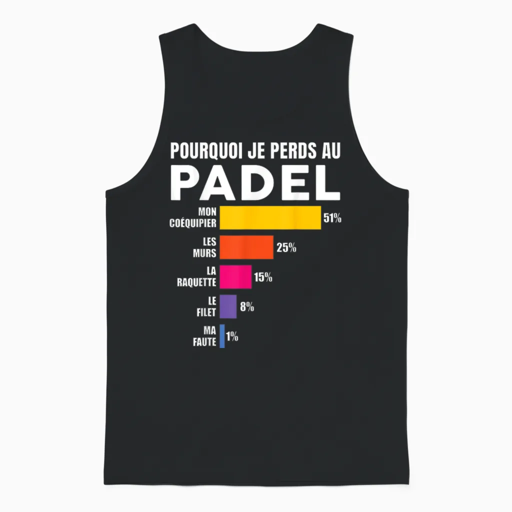 Padel Tennis T-Shirt - Padel Padel Humor Man Woman T-Shirt, Blue, S Unisex Tank Top in Black